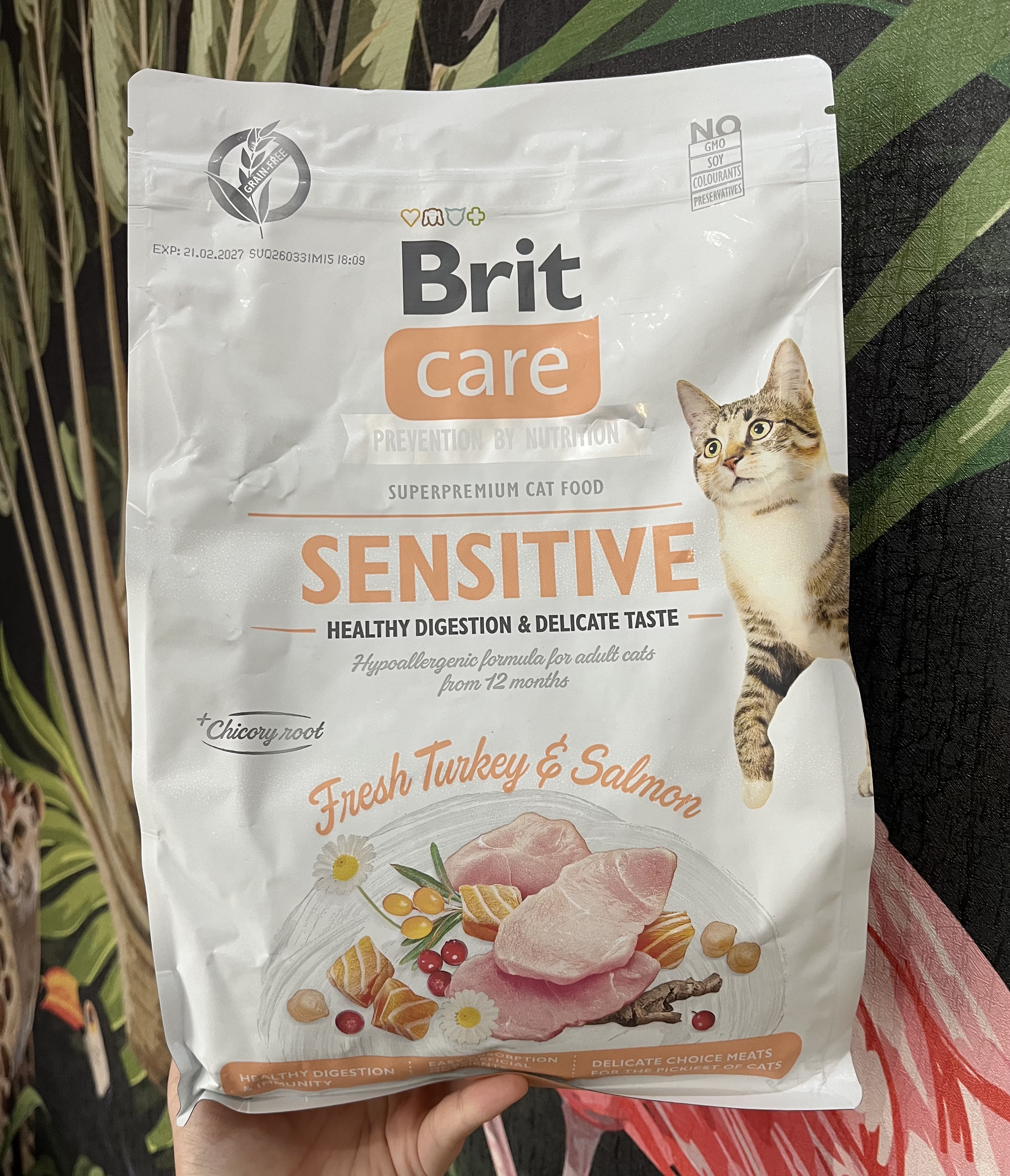 غذای خشک هایپوآلرژنیک گربه سنسیتیو گوشت بوقلمون و سالمون بریت کر  ۲ کیلوگرم Brit Care Cat Grain-Free SENSITIVE