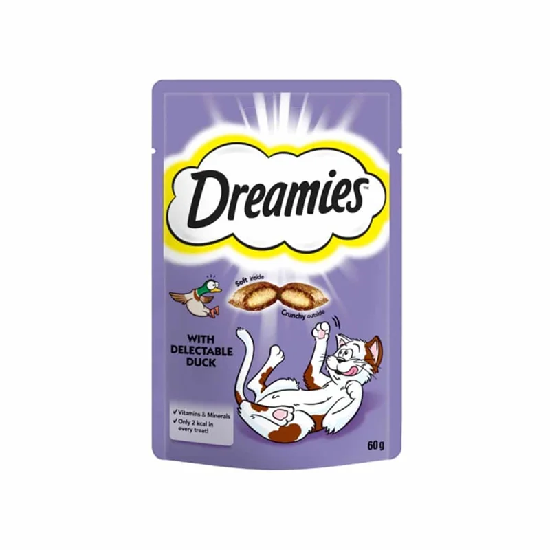 تشویقی مغزدار دریمیز با طعم اردک (dreamies cat treat)