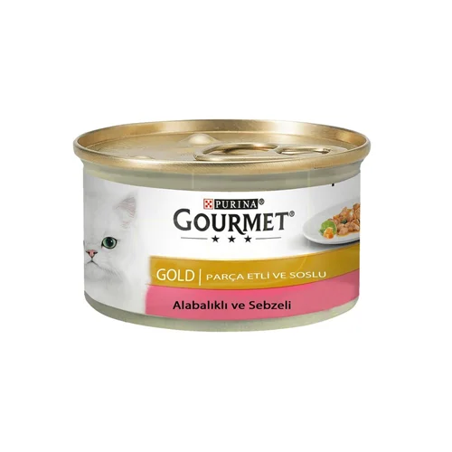 کنسرو گورمت گلد مدل خورشتی ماهی و سبزیجات ۸۵ گرم (Gourmet gold Trout & Vegetables In Gravy)