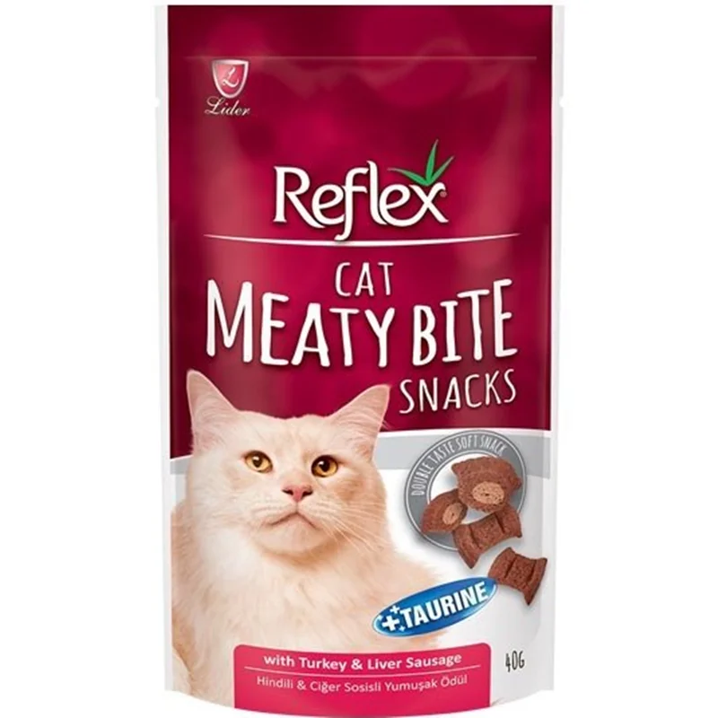 تشویقی نرم گربه رفلکس طعم بوقلمون جگر سوسیسی Reflex cat meaty bites snacks