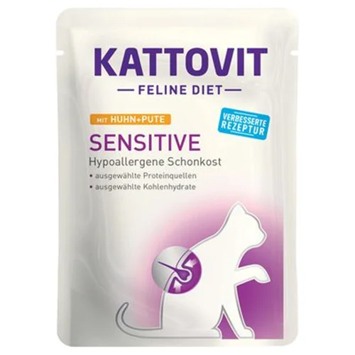 پوچ درمانی گربه سنسیتیو کتوویت مرغ و بوقلمون KATTOVIT sensitive
