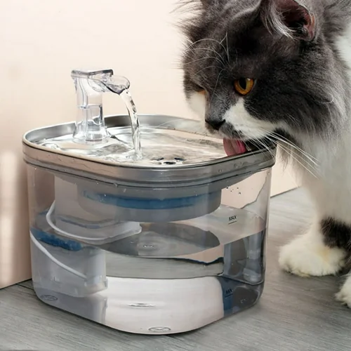 آبخوری اتوماتیک صفحه استیل و بدنه شفاف ۲ لیتری pet water fountain
