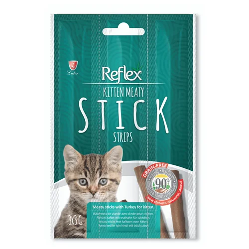 تشویقی مدادی بچه گربه رفلکس طعم بوقلمون Reflex kitten meaty stick strips