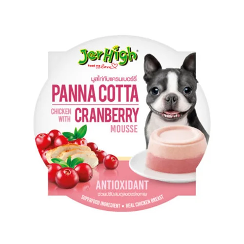 دسر پاناکوتا سگ جرهای مرغ با کرن بری(Jerhigh Panna Cotta Mouse With Chicken and Cranberry)