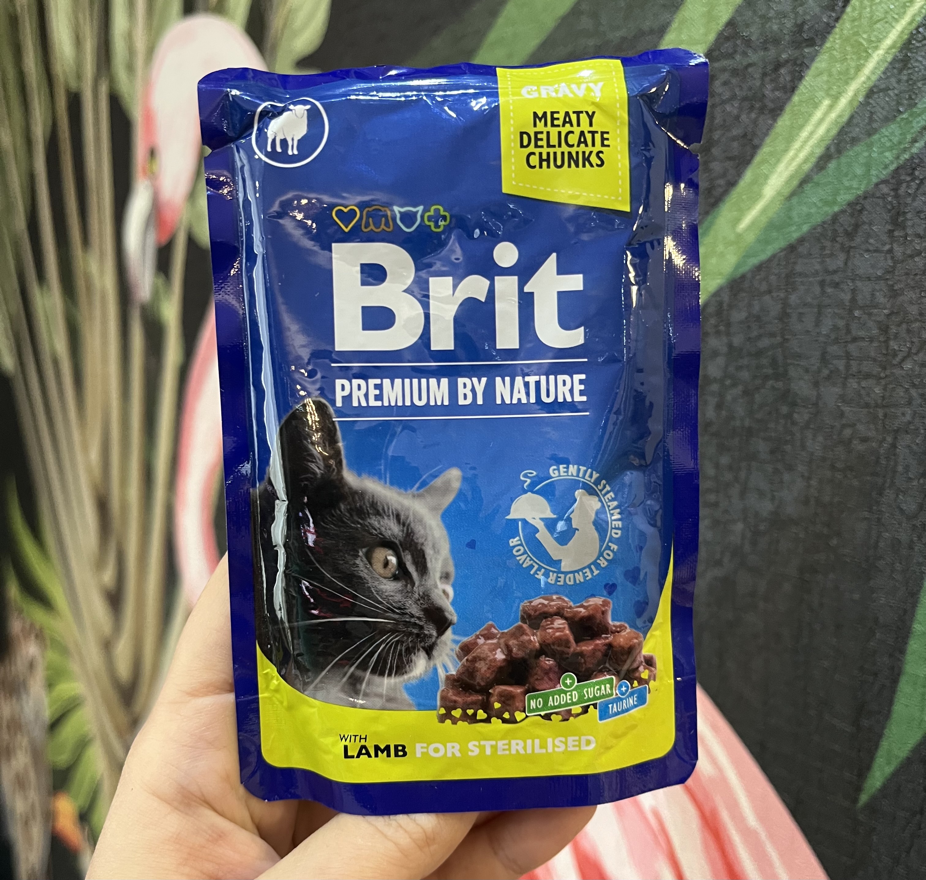پوچ گربه عقیم شده با بره بریت کر ۱۰۰ گرم Brit Care premium by nature