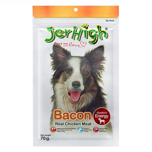 تشویقی سگ جرهای با طعم بیکن مرغ (jerhigh chicken bacon)