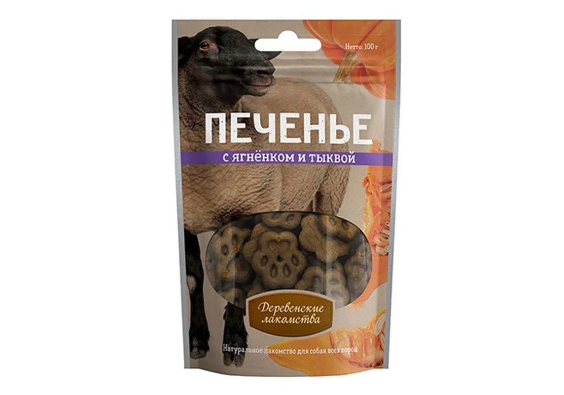تشویقی سگ بیسکویتی بره با کدوحلوایی داگ فست ۱۰۰ گرم ПЕЧЕНЬЕ с ягнёнком и тыквой