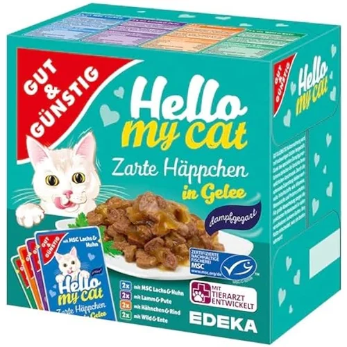 پوچ گربه گوشت در ژله هلو مای کت Gut & Günstig Hello My Cat Delicate Appetizers in Jelly