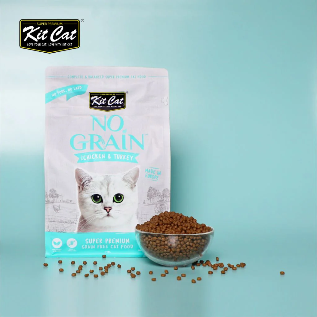 غذا خشک گربه های تمام سنین طعم مرغ و سالمون کیت کت به صورت فله Kit cat super premium grain free cat food