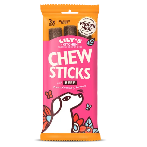 تشویقی جویدنی سگ با بیف و سیب زمینی و نارگیل و زردچوبه لیلیز کیچن LILY’S KITCHEN Chew Sticks with Beef