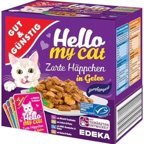 پوچ گربه گوشت در ژله هلو مای کت Gut & Günstig Hello My Cat Delicate Appetizers in Jelly