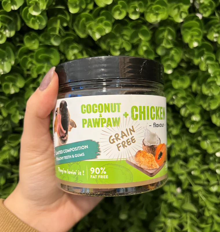 تشویقی آموزشی نرم سگ کم چربی و بدون غلات مرغ و نارگیل و پاپایا Howbone Dog Snack