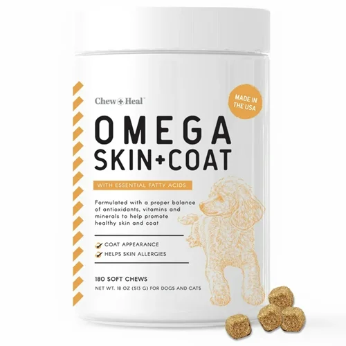 قرص تشویقی مکمل امگا گربه و سگ Chew + Heal Omega Skin + Coat Dog Supplement