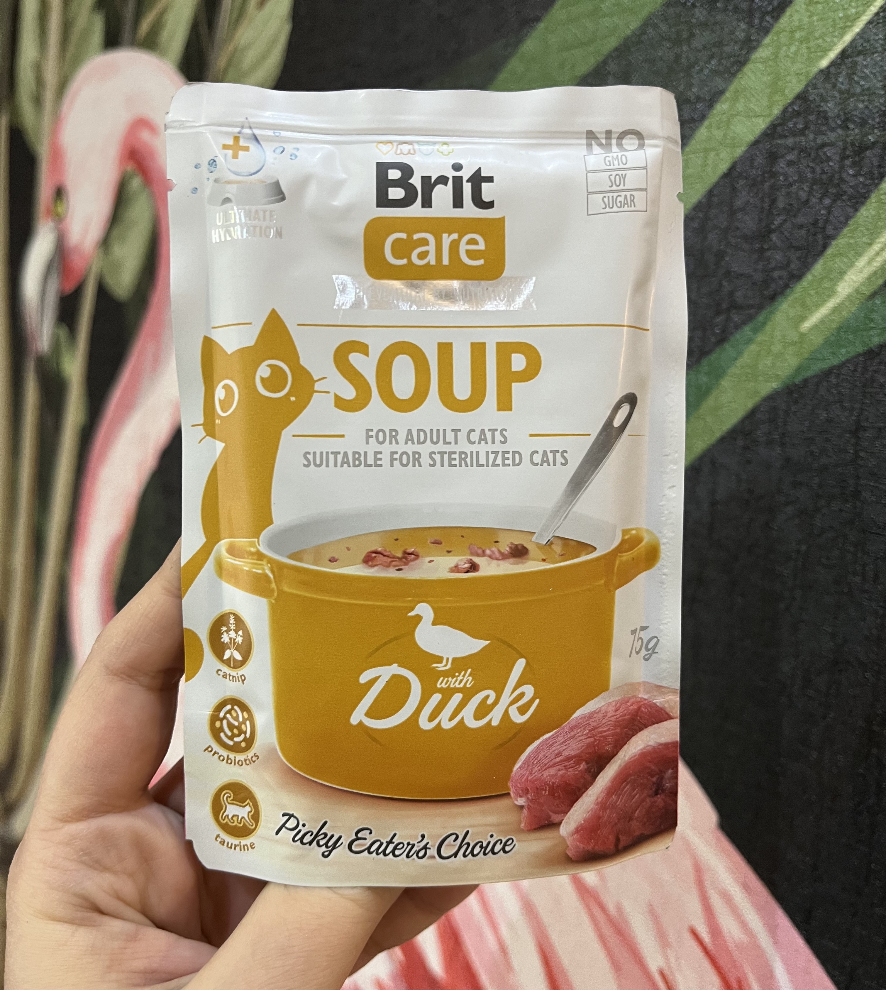 سوپ گربه بالغ و گربه عقیم شده طعم اردک بریت کر ۷۵ گرم Brit Care soup with duck