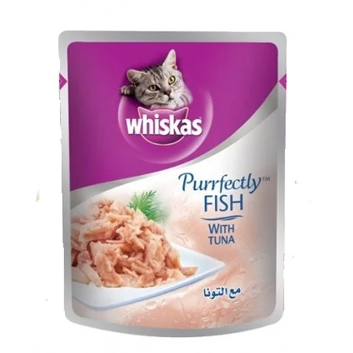 پوچ گربه ویسکاس با طعم ماهی تن (whiskas purrfectly fish with tuna)