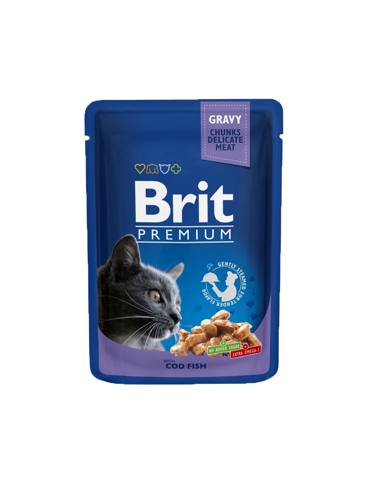 پوچ گربه بریت پریمیوم مدل فمیلی با طعم ماهی کاد در سس ۱۰۰ گرمی Brit Premium Cat Pouches with Cod Fish