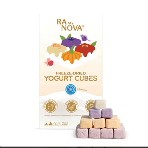 تشویقی ماست فریز دراید گربه در ۴ طعم  Ra Nova freeze dried pet treat