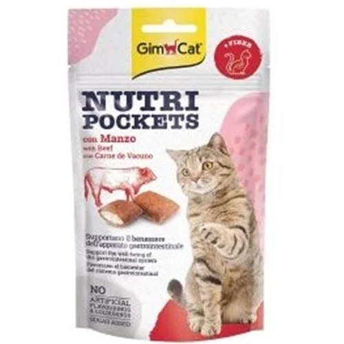 تشویقی مغزدار نوتری گربه جیم کت با طعم گوشت گاو ( Gimcat Nutri Pockets beef)