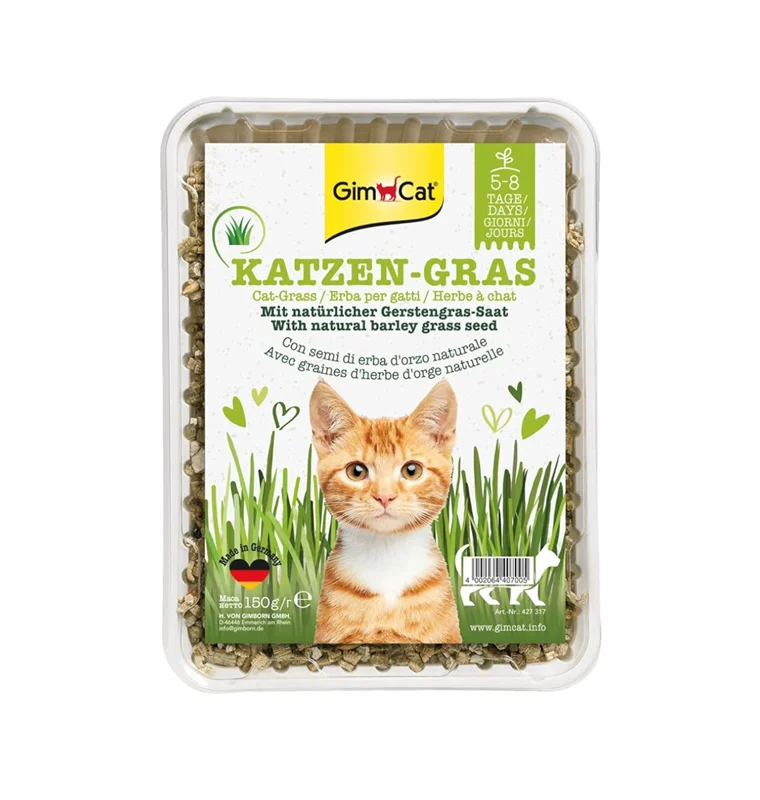 بذر علف گربه با دانه جو برند Gimcat وزن ۱۵۰ گرم (Gimcat hydro-gras)