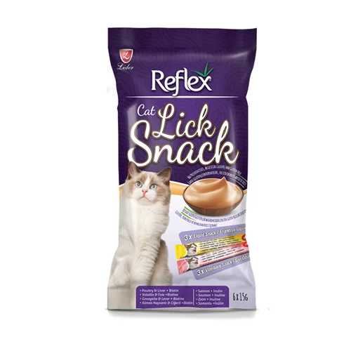 بستنی گربه رفلکس طعم پرندگان و جگر و ماهی سالمون Reflex cat lick snack