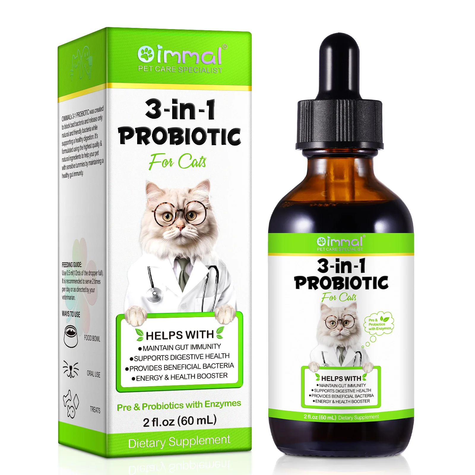 مکمل پرو و پری بیوتیک 3 در یک گربه اویمال oimmal 3 in 1 probiotics for cats