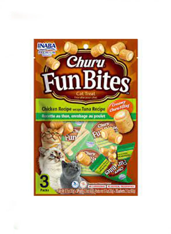 تشویقی گربه چورو فان بایتس طعم مرغ و ماهی تن برند اینابا (Inaba churu Fun bites)