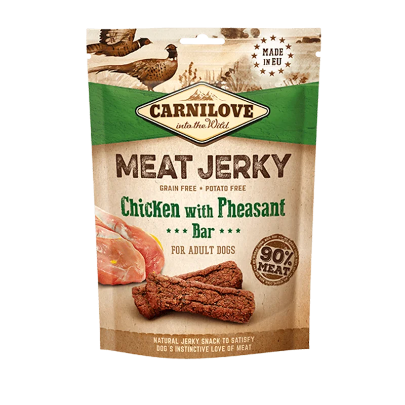 تشویقی سگ جرکی گوشت مرغ با قرقاول کارنی لاو Carnilove meat jerky chicken and pheasant bar
