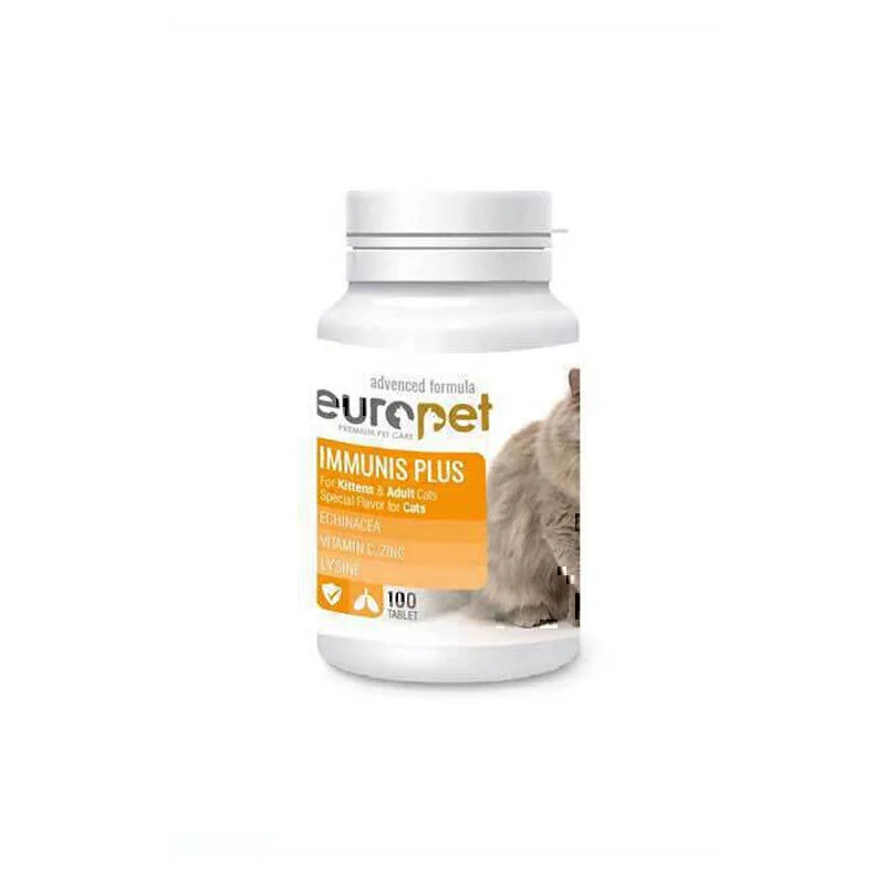 مکمل تقویت سیستم ایمنی گربه و بچه گربه یوروپت Europet Cat Immunis Plus Tablet