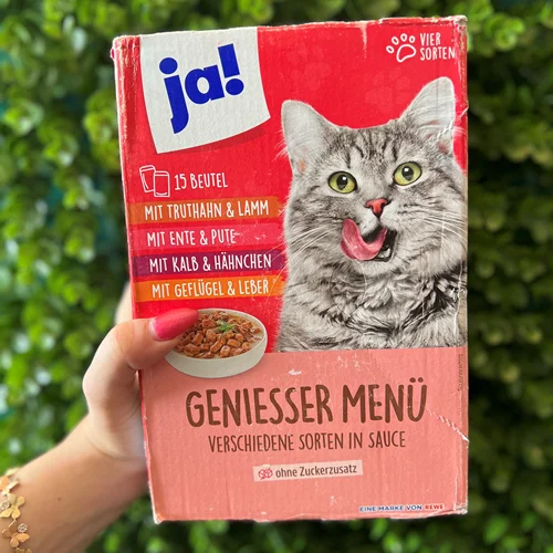 پک ۱۵ عددی پوچ گربه در سس یا! ۱۰۰ گرم JA! Geniesser Menü verschiedene sorten in sauce