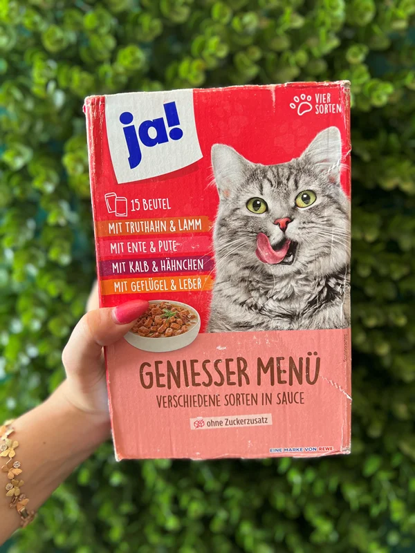 پک ۱۵ عددی پوچ گربه در سس یا! ۱۰۰ گرم JA! Geniesser Menü verschiedene sorten in sauce
