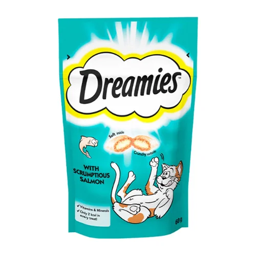تشویقی مغزدار دریمیز با طعم ماهی سالمون (dreamies cat treat)