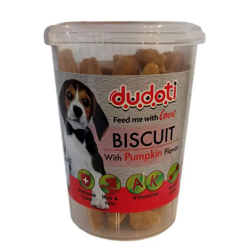 تشویقی سگ بیسکویتی دودوتی با طعم کدوحلوایی وزن ۱۵۰ گرم