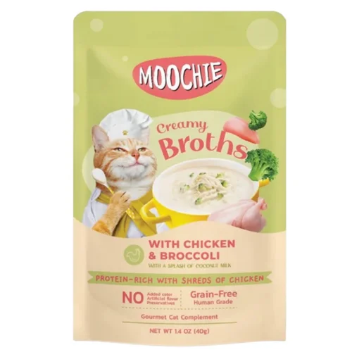 پوچ خامه ای موچی گربه مرغ و بروکلی (Moochie creamy broth)