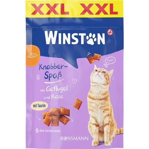 تشویقی کرانچی وینستون گربه طعم پرندگان و پنیر ۱۵۰ گرم winston