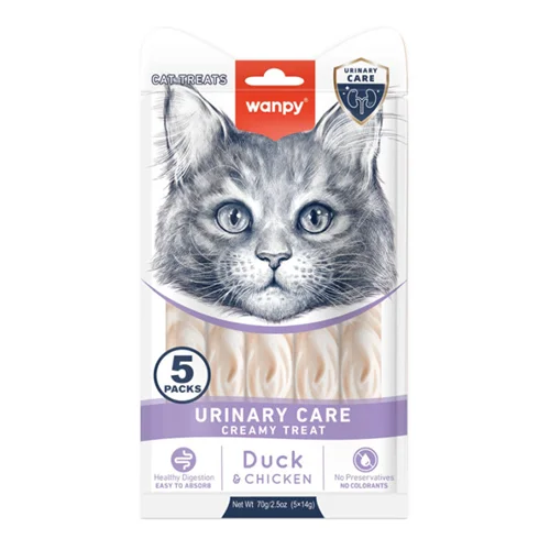 بستنی گربه تقویت دستگاه ادراری طعم اردک و مرغ ونپی Wanpy urinary care creamy treat