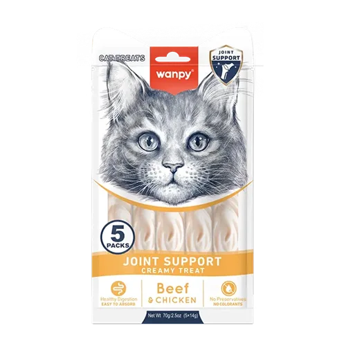 بستنی گربه حمایت از مفاصل طعم ماهی بیف و مرغ ونپی Wanpy joint support creamy treat