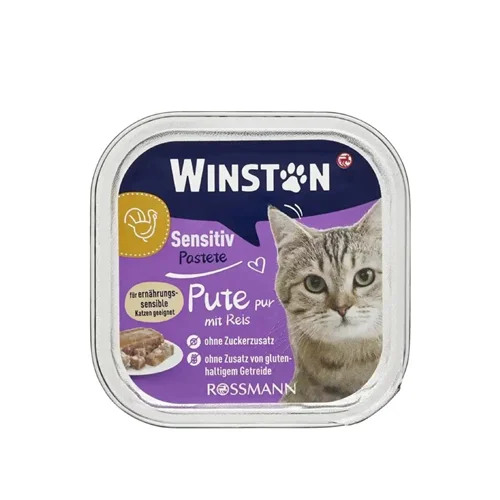 ووم گربه سنسیتیو وینستون پته گوشت بوقلمون و برنج  ۱۰۰ گرم Winston