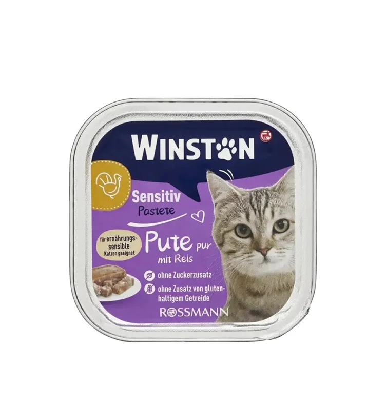 ووم گربه سنسیتیو وینستون پته گوشت بوقلمون و برنج  ۱۰۰ گرم Winston