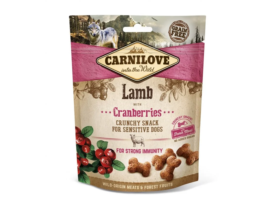 تشویقی سگ بره با کرنبری تقویت سیستم ایمنی کارنی لاو Carnilove lamb with cranberries crunchy snack