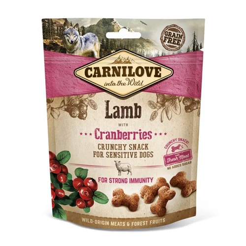 تشویقی سگ بره با کرنبری تقویت سیستم ایمنی کارنی لاو Carnilove lamb with cranberries crunchy snack