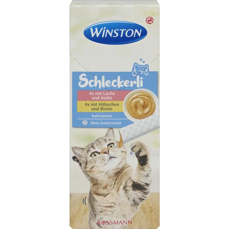 بستنی گربه وینستون طرح جدید (Winston Schleckerli mit Lachs & Inulin, mit Hähnchen & Biotin)