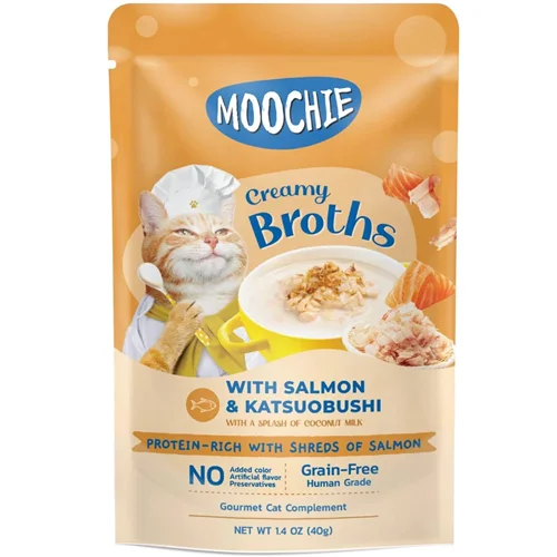 پوچ خامه ای موچی گربه ماهی سالمون و کاتسوبوشی (Moochie creamy broth)