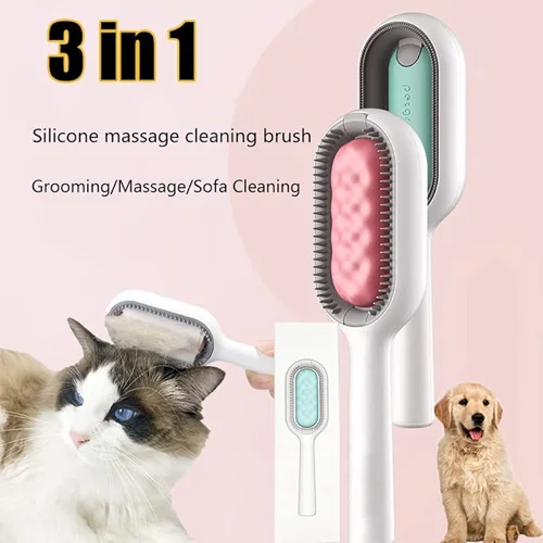 شانه سه کاره بدون مخزن حیوانات خانگی Pet cleaning hair removal comb