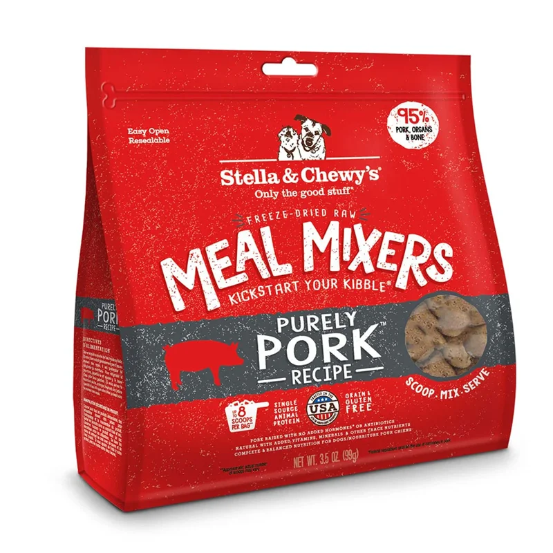 غذا تشویقی سگ گوشت خوک فریز دراید استلا چویی ۹۹ گرم Stella & Chewy's Freeze-Dried Meal Mixer - Pork Recipe