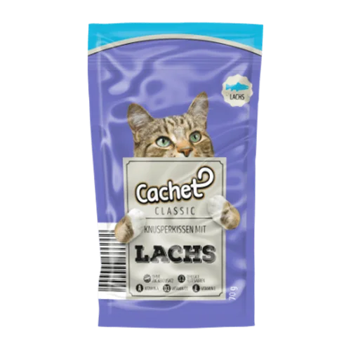 تشویقی گربه کرانچی کچت با طعم ماهی ۷۰ گرم (Cachet classic lachs)