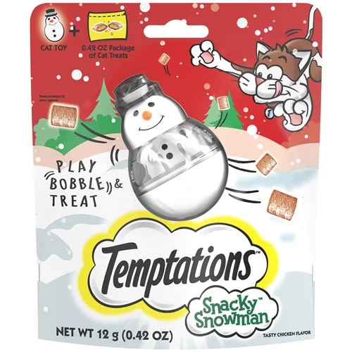 اسباب بازی تعادلی و تشویقی گربه طرح زمستان تمپتیشن Temptations Snacky Snowman