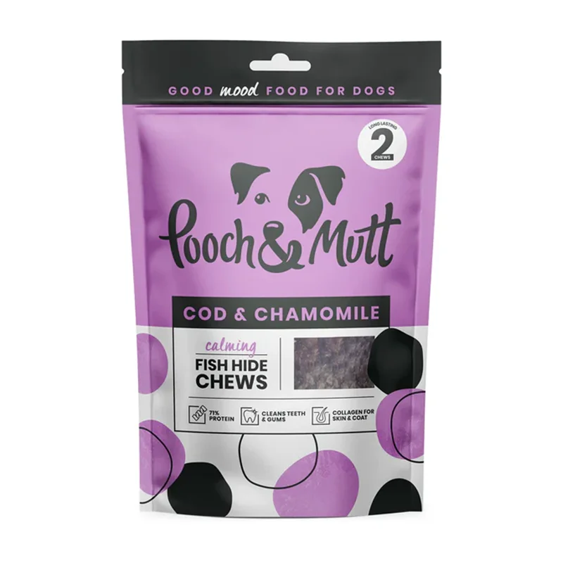 تشویقی جویدنی آرام بخش سگ پوچ اند مات ۹۰ گرم Pooch&mutt calming Fish hide chews