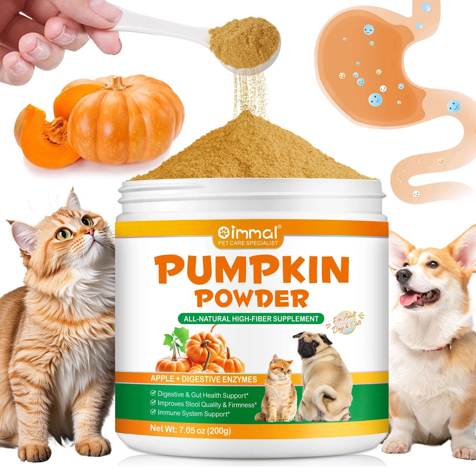 پودر مکمل کدو حلوایی گربه و سگ اویمال ۲۰۰ گرم Oimmal pumpkin powder