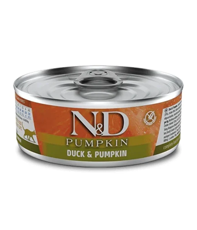 کنسرو گربه ان اند دی N&D با طعم اردک و کدو حلوایی ۸۰ گرم (Farmina N&D Canned Cat Food With duck , pumpkin)