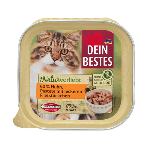 ووم گربه طعم مرغ بافت پته دین بستس سری طبیعت ۱۰۰ گرم Dein Bestes Naturverliebt
